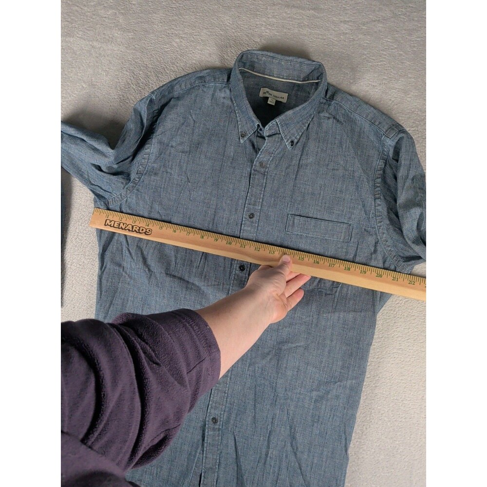 Peter Millar Chambray Shirt Men's Medium long sleeve blue Button Front - Picture 6 of 9